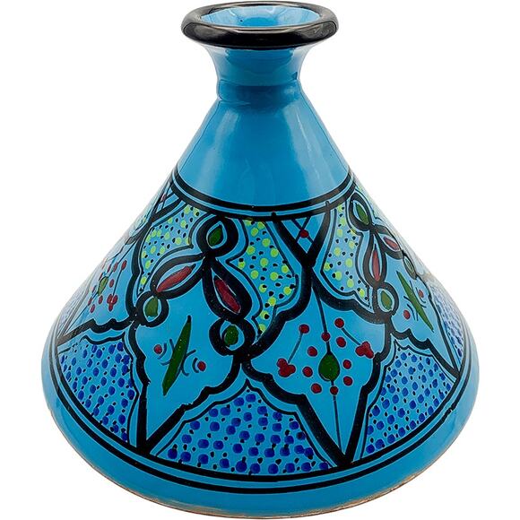 Moroccan Tagine Handmade Hand-Painted Blue Ceramic Glazed Cookware Lid Only - Picture 5 of 9